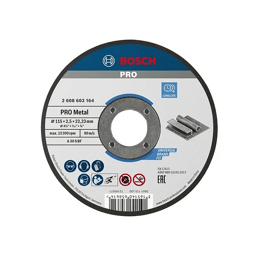 Disco abrasivo Ø115mm colado PRO Metal BOSCH 1