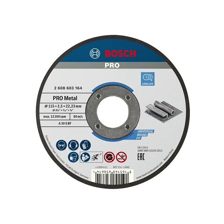 Disco abrasivo Ø115mm colado PRO Metal BOSCH 1