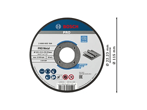 Disco abrasivo Ø115mm colado PRO Metal BOSCH