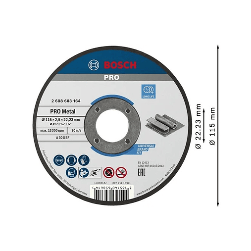 Disco abrasivo Ø115mm colado PRO Metal BOSCH 2