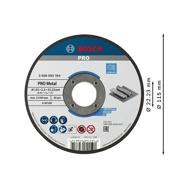 Disco abrasivo Ø115mm colado PRO Metal BOSCH 2