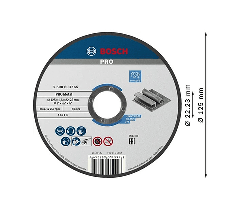Disco abrasivo Ø125mm colado PRO Metal BOSCH