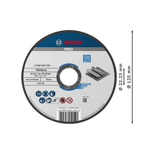 Disco abrasivo Ø125mm colado PRO Metal BOSCH 2