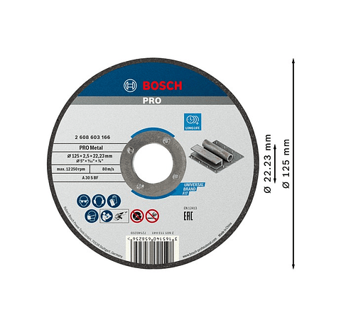 Disco abrasivo Ø125mm colado PRO Metal BOSCH 