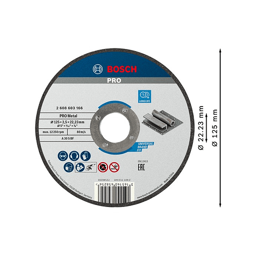 Disco abrasivo Ø125mm colado PRO Metal BOSCH  2