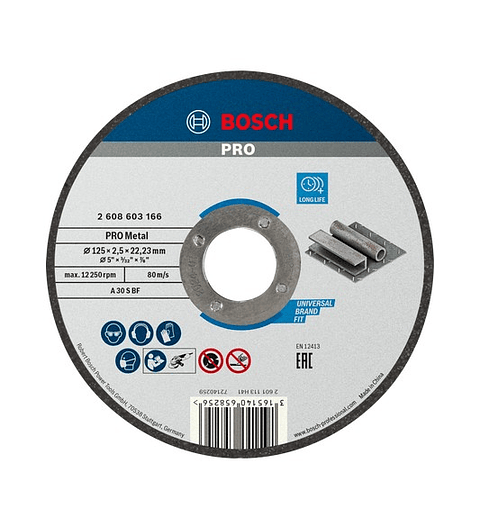 Disco abrasivo Ø125mm colado PRO Metal BOSCH 