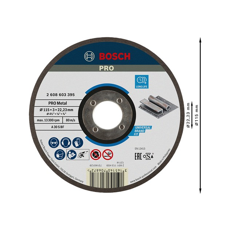 Disco abrasivo Ø115mm colado PRO Metal BOSCH 2