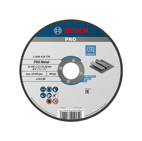 Disco abrasivo Ø150mm colado PRO Metal BOSCH