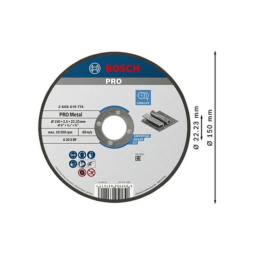 Disco abrasivo Ø150mm colado PRO Metal BOSCH 2