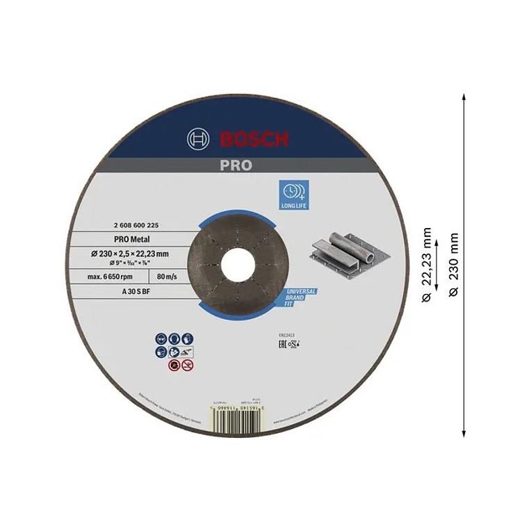 Disco abrasivo Ø230mm colado PRO Metal BOSCH  2