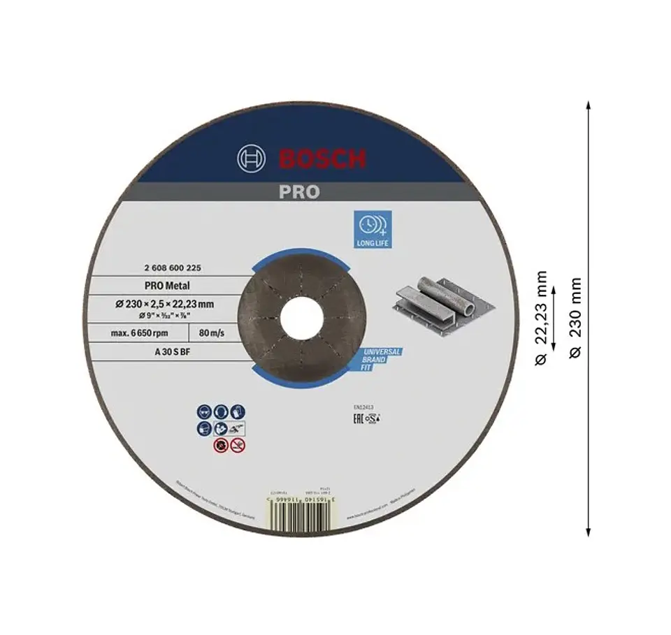 Disco abrasivo Ø230mm colado PRO Metal BOSCH  2