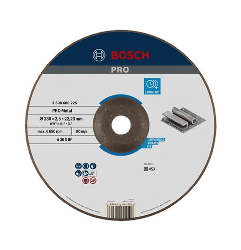 Disco abrasivo Ø230mm colado PRO Metal BOSCH 