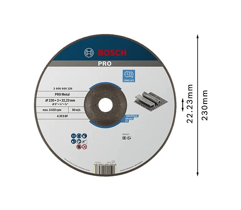 Disco abrasivo Ø230mm colado PRO Metal BOSCH