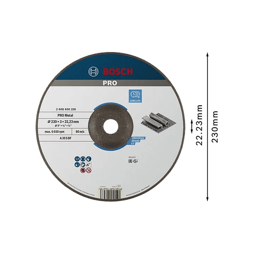 Disco abrasivo Ø230mm colado PRO Metal BOSCH 2