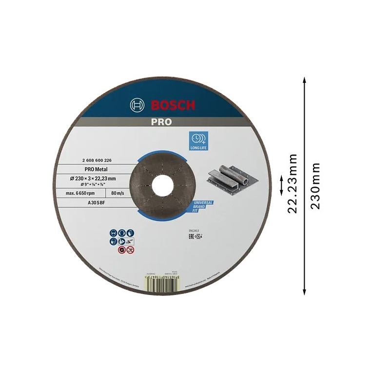 Disco abrasivo Ø230mm colado PRO Metal BOSCH 2