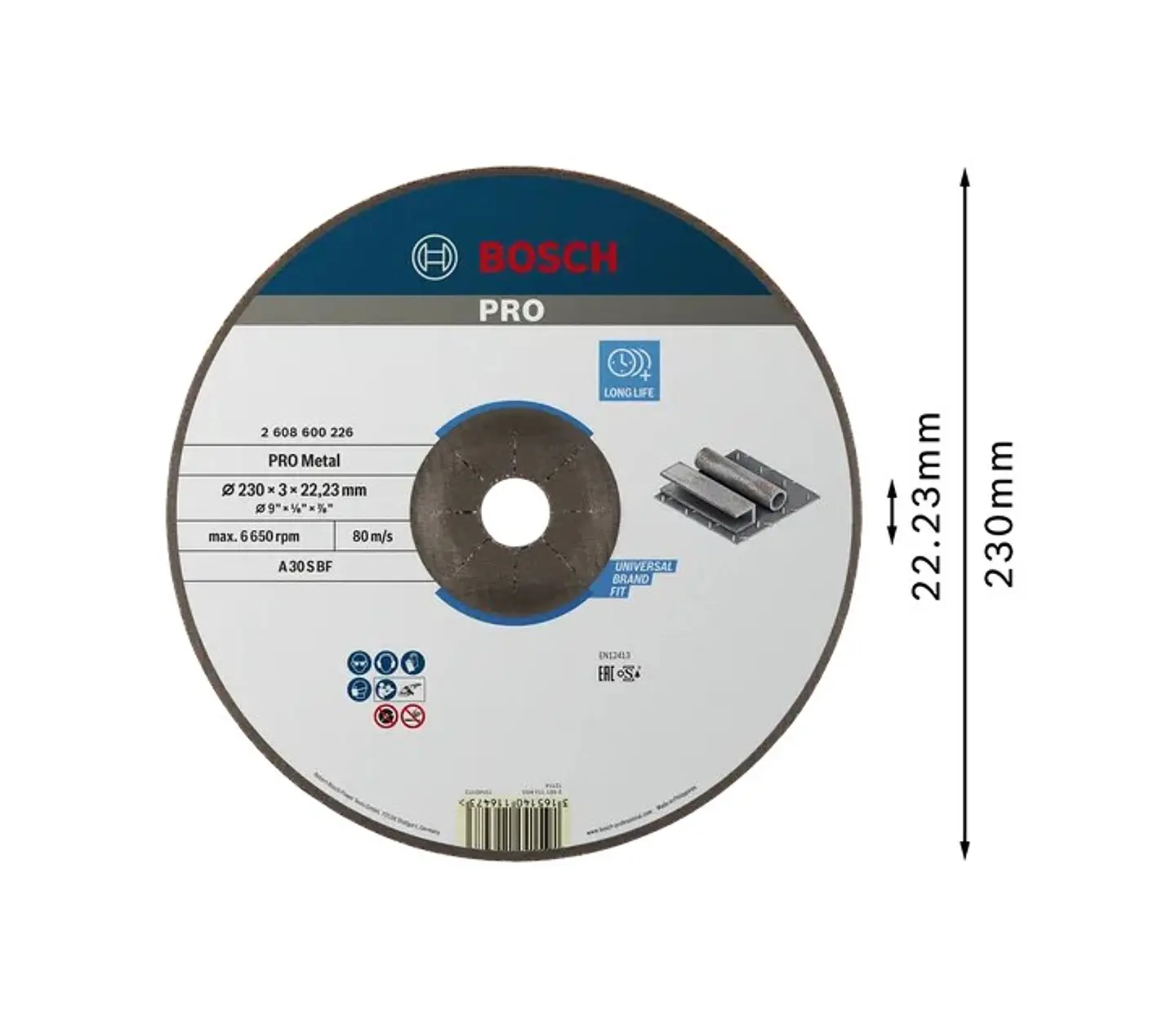 Disco abrasivo Ø230mm colado PRO Metal BOSCH 2