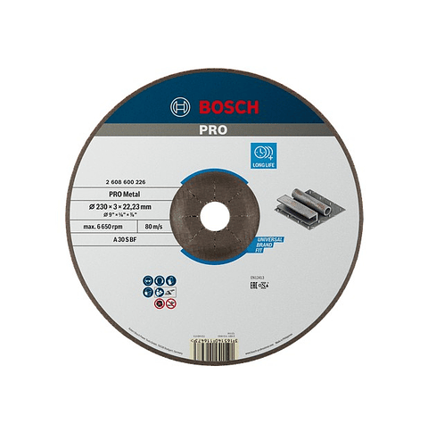 Disco abrasivo Ø230mm colado PRO Metal BOSCH