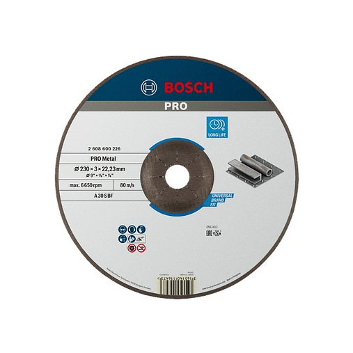 Disco abrasivo Ø230mm colado PRO Metal BOSCH 1