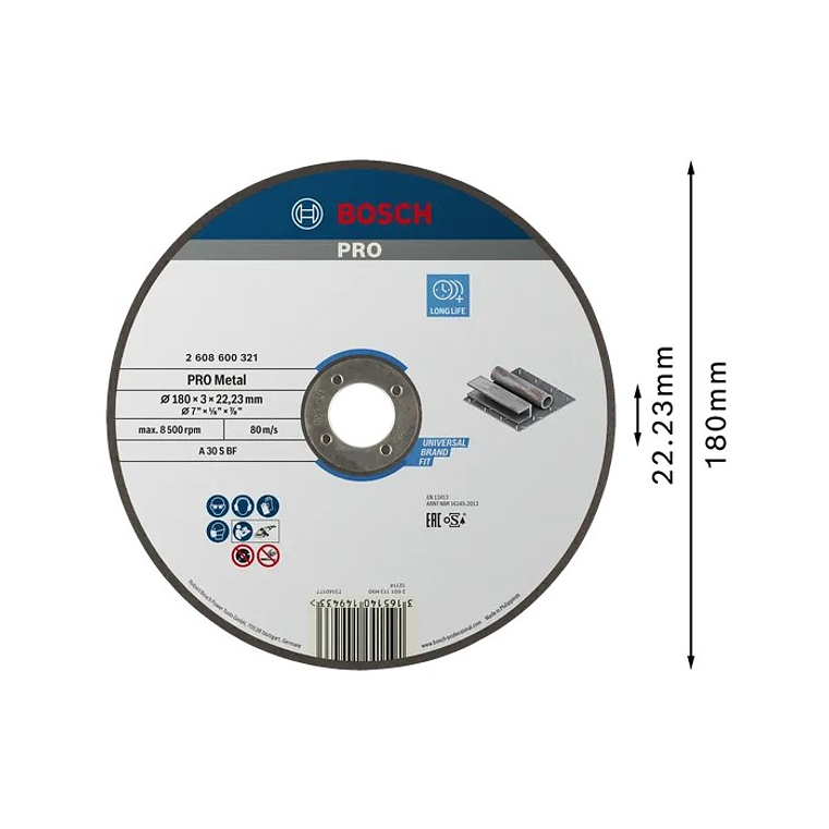 Disco abrasivo Ø180mm colado PRO Metal BOSCH 1