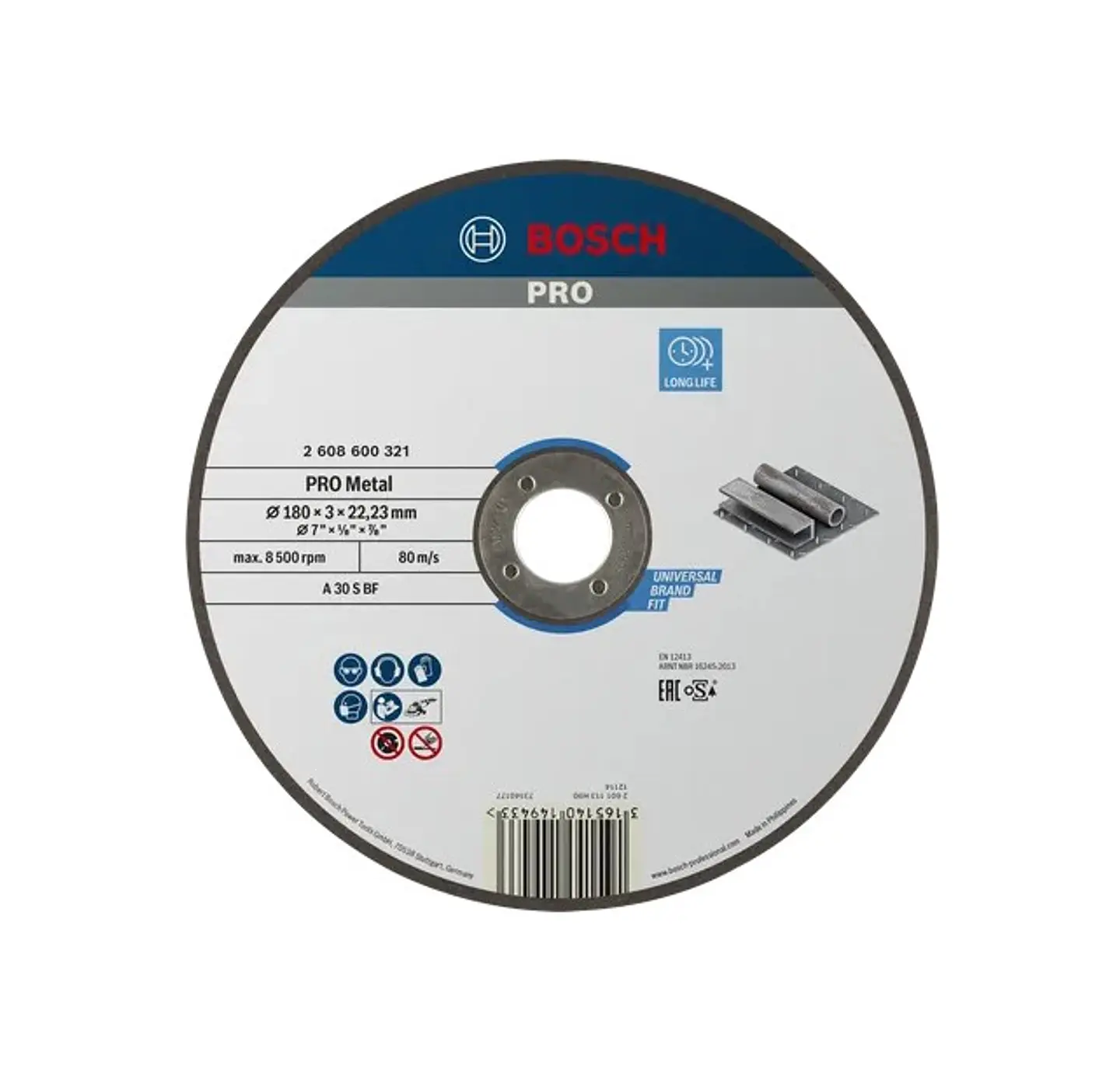 Disco abrasivo Ø180mm colado PRO Metal BOSCH 2