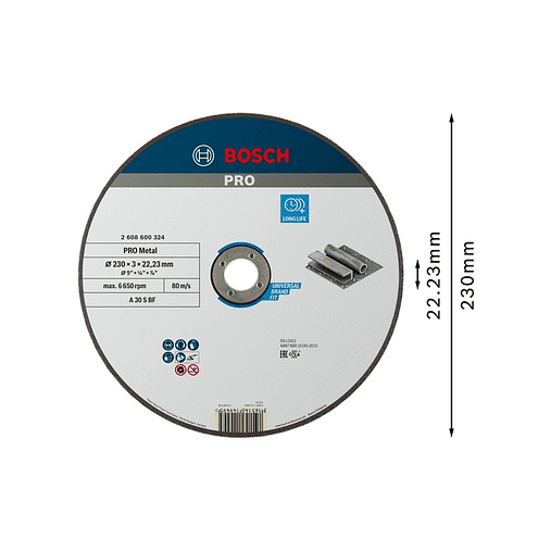 Disco abrasivo Ø230mm colado PRO Metal BOSCH 2