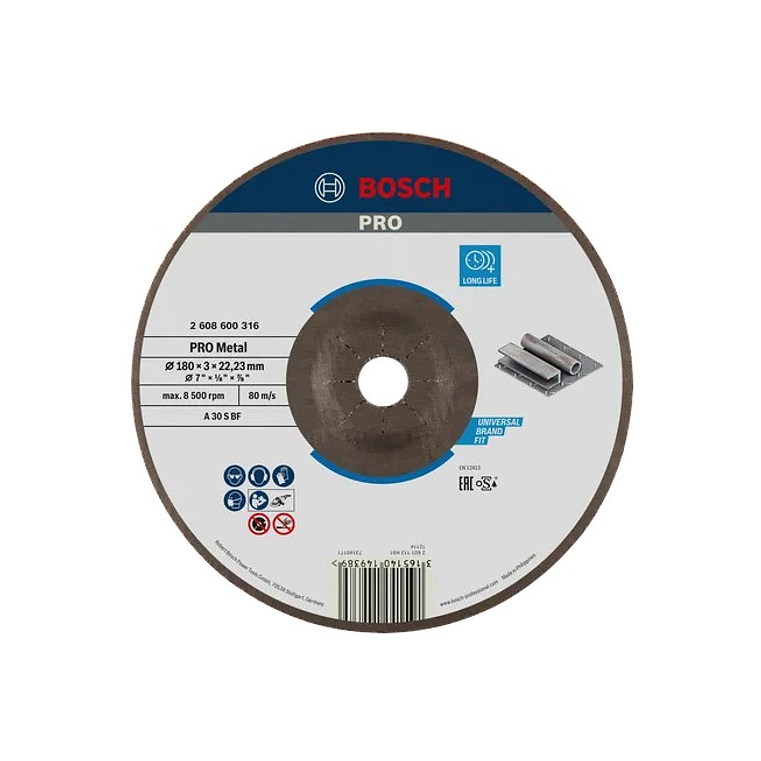 Disco abrasivo Ø180mm colado PRO Metal BOSCH 1