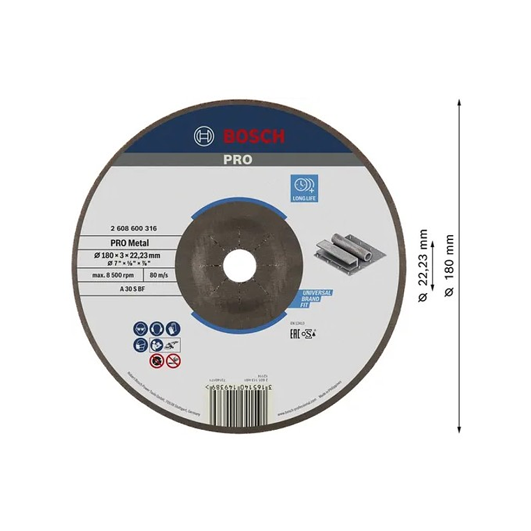 Disco abrasivo Ø180mm colado PRO Metal BOSCH 2