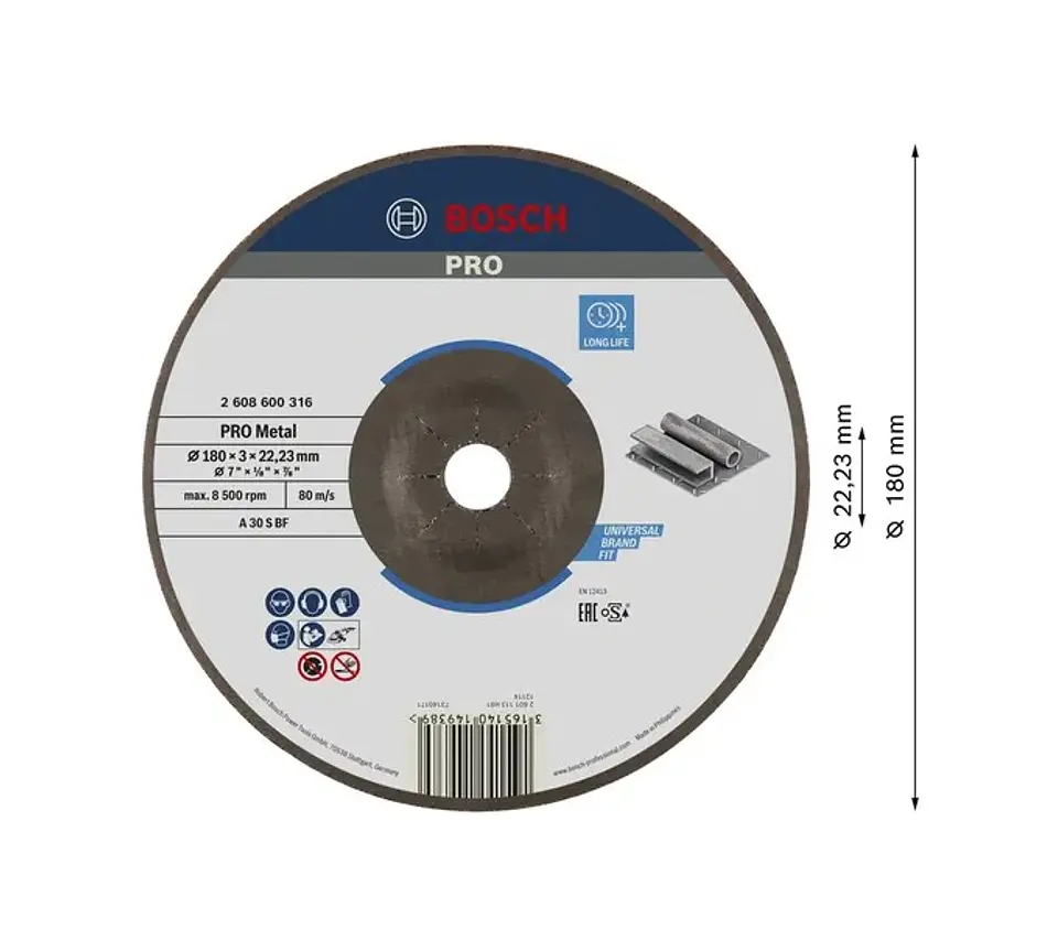 Disco abrasivo Ø180mm colado PRO Metal BOSCH 2