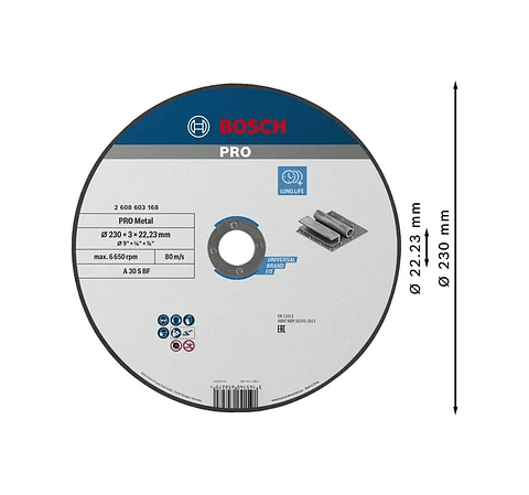 Disco abrasivo Ø230mm colado PRO Metal BOSCH