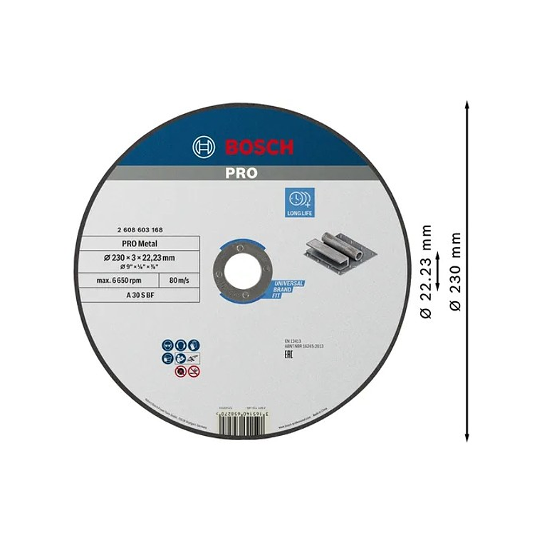 Disco abrasivo Ø230mm colado PRO Metal BOSCH 2
