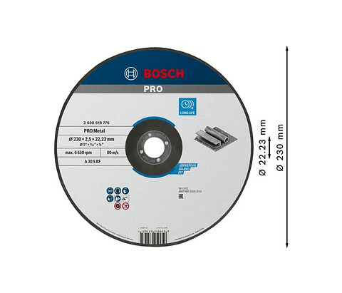 Disco abrasivo Ø230mm colado PRO Metal BOSCH
