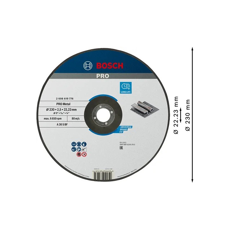 Disco abrasivo Ø230mm colado PRO Metal BOSCH 2