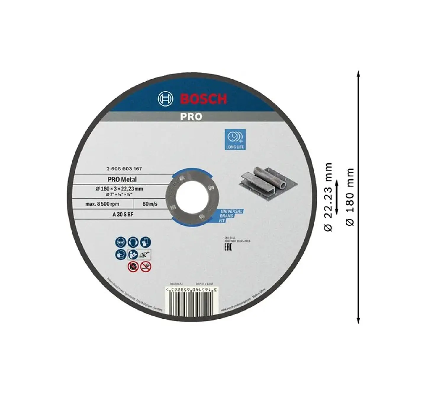 Disco abrasivo Ø180mm colado PRO Metal BOSCH 2