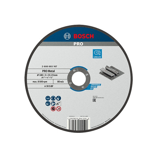 Disco abrasivo Ø180mm colado PRO Metal BOSCH 1