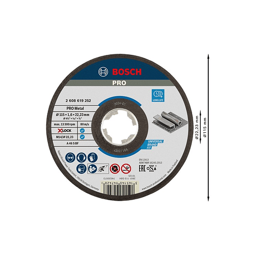 Disco abrasivo Ø115mm colado PRO Metal BOSCH  1