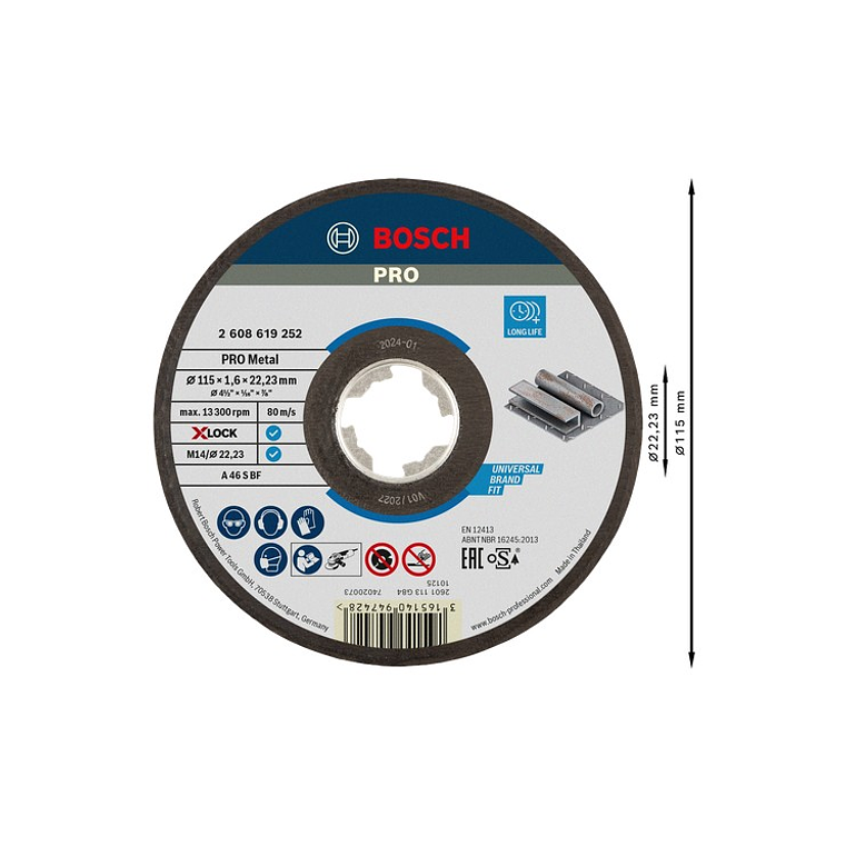 Disco abrasivo Ø115mm colado PRO Metal BOSCH  1