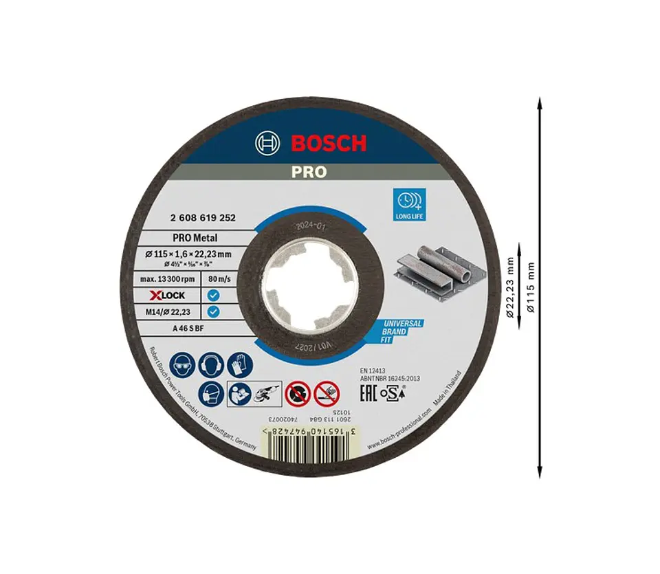 Disco abrasivo Ø115mm colado PRO Metal BOSCH  1