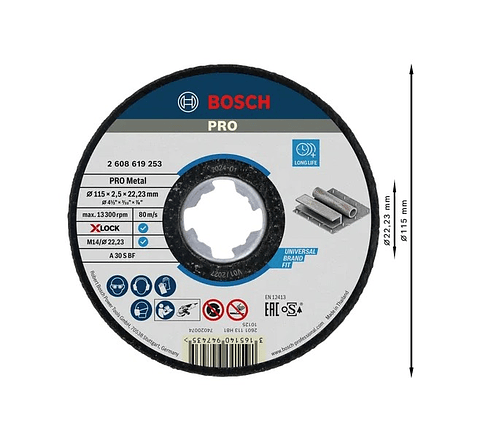 Disco abrasivo Ø115mm colado PRO Metal BOSCH