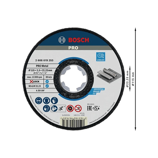 Disco abrasivo Ø115mm colado PRO Metal BOSCH 2