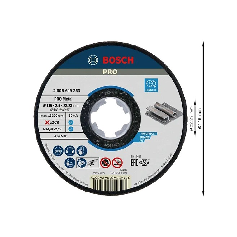 Disco abrasivo Ø115mm colado PRO Metal BOSCH 2