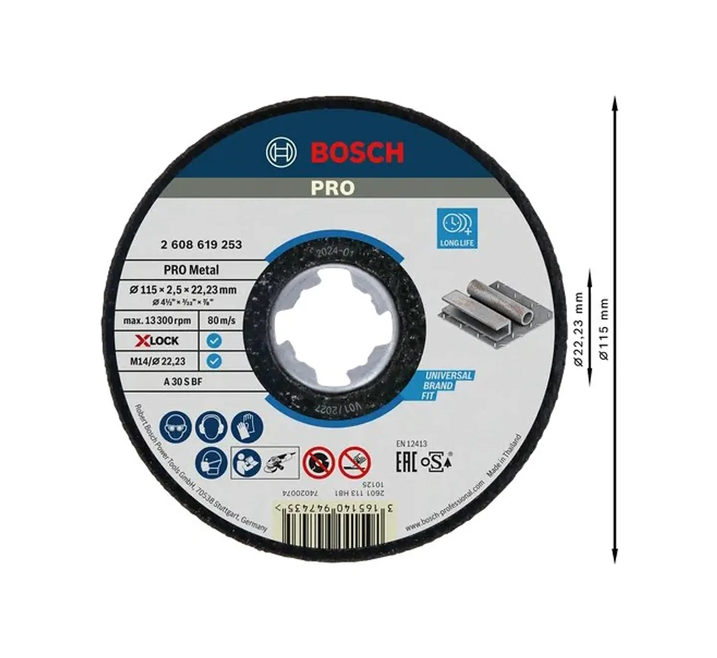 Disco abrasivo Ø115mm colado PRO Metal BOSCH 2
