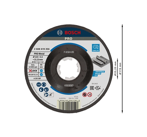 Disco abrasivo Ø115mm colado PRO Metal BOSCH