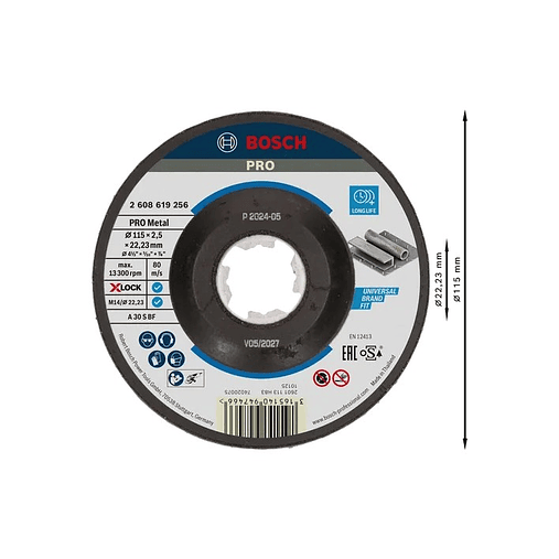 Disco abrasivo Ø115mm colado PRO Metal BOSCH 2