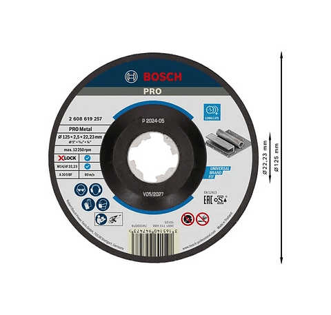 Disco abrasivo Ø125mm colado PRO Metal BOSCH