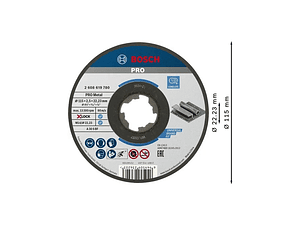 Disco abrasivo Ø115mm colado PRO Metal BOSCH