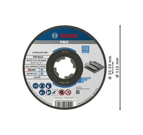 Disco abrasivo Ø115mm colado PRO Metal BOSCH