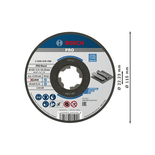 Disco abrasivo Ø115mm colado PRO Metal BOSCH 2