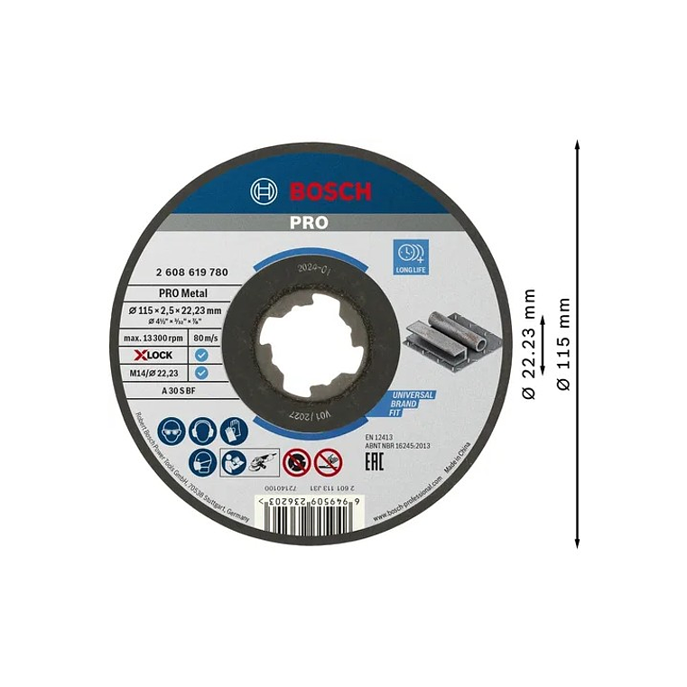 Disco abrasivo Ø115mm colado PRO Metal BOSCH 2