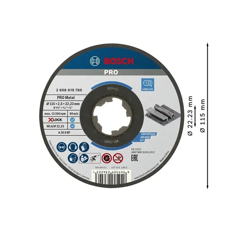 Disco abrasivo Ø115mm colado PRO Metal BOSCH 2