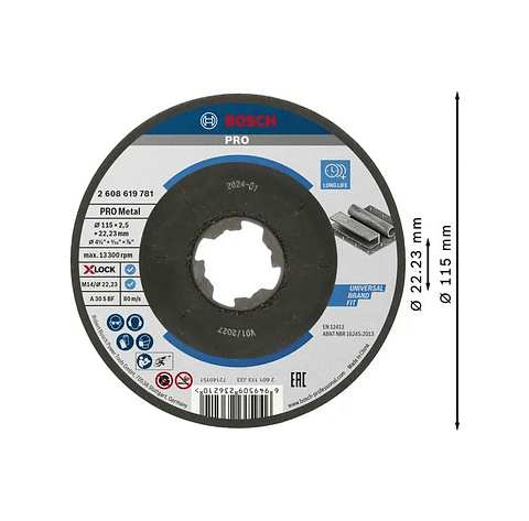 Disco abrasivo Ø115mm colado PRO Metal BOSCH